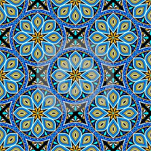 Moroccan ceramic tile pattern. Mediterranean traditional folk ornament.