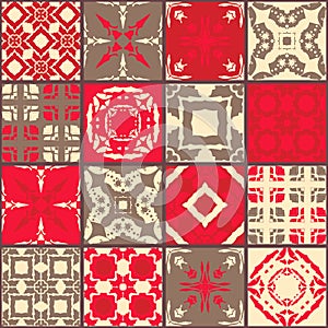 Moroccan ceramic tiles. Cute patchwork pattern. Vector illustration