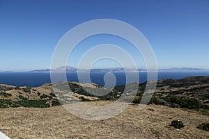 Moroccan coast in Africa - view across the Strait of Gibraltar from Spain.