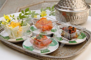 Moroccan cuisine. Selection of starters. photo