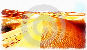 A moroccan desert scenery composed and computer painting effect.