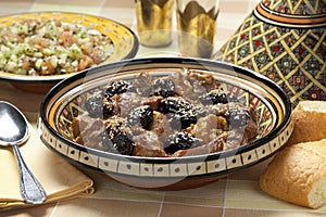Moroccan dish with meat and plums