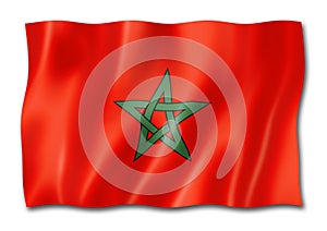 Moroccan flag isolated on white