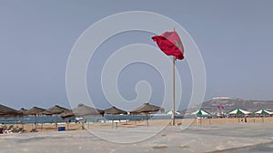 Moroccan flag waving in the beach