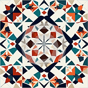 Moroccan geometric seamless pattern. Colorful mosaic vector background. Generative AI