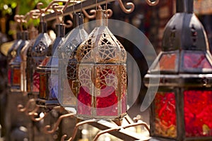 Moroccan glass and metal lanterns lamps