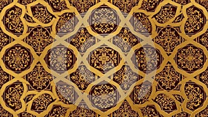 Moroccan Gold Red Geometric Pattern Background Islamic Luxury Ornamental Texture Design