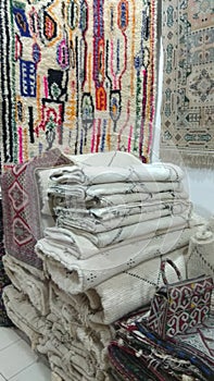 Moroccan Handmade rugs in Moroccan store selling rugs in fez city in morocco