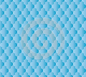 Moroccan islamic seamless pattern background in blue gradient. Vintage and retro abstract ornamental design. Simple flat