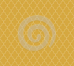 Moroccan islamic seamless pattern background in golden color. Vintage and retro abstract ornamental design. Simple flat