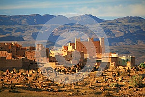 Moroccan ksar and graveyard photo