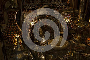 Moroccan lamps in shop