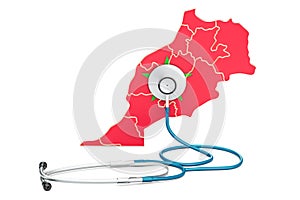 Moroccan map with stethoscope, national health care concept, 3D