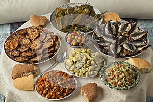 Moroccan meal with a variety of dishes