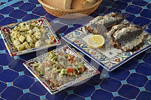 Moroccan meal with a variety of dishes