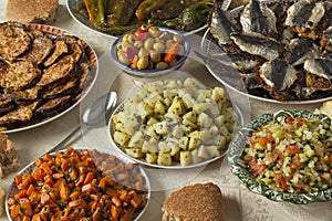 Moroccan meal with a variety of dishes