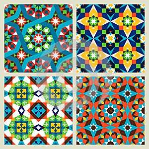 Moroccan mosaic seamless patterns