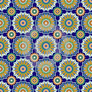 Moroccan Mosaic Seamless Patterns. Retro motif.