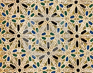 Moroccan mosaic tile, ceramic decoration of Hassan II Mosque, Ca