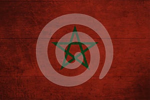 moroccan national flag with famous. intense color and graphics create with retro style. background for affiche, banner and