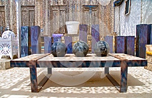 Moroccan oil lamps on table