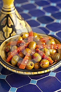 Moroccan olives in a tagine