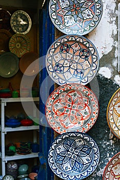 Moroccan souk crafts souvenirs in medina, Essaouira, Morocco