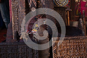 Moroccan souk crafts souvenirs in medina, Essaouira, Morocco