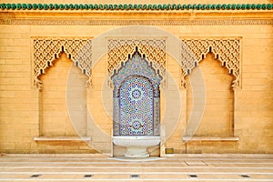 Moroccan style fountain with fine colorful mosaic tiles at the M