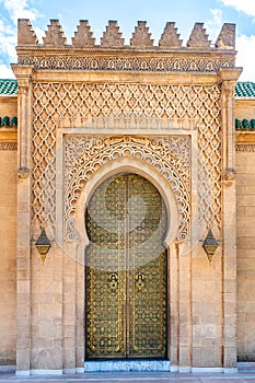 Moroccan style`s door at the Mohammed V mausoleum in Rabat Morocco, Africa photo