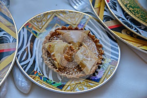 Moroccan sweet cookies made with warqa dough