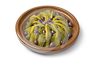 Moroccan tajine with cardoon, olives and lemon