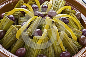 Moroccan tajine with cardoon, olives and lemon photo