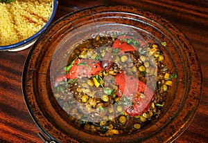 Moroccan Tajine Meat Stew, Traditional Morocco Tagine, Arabic Marqa, Moroccan Lamb Tagine Food Dish