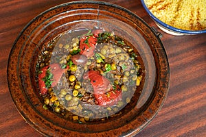 Moroccan Tajine Meat Stew, Traditional Morocco Tagine, Arabic Marqa, Moroccan Lamb Tagine Food Dish