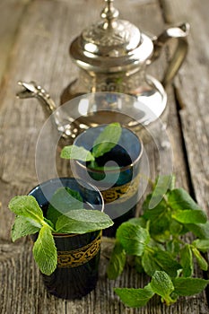 Moroccan tea with mint leaf