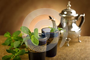 Moroccan tea with mint leaf