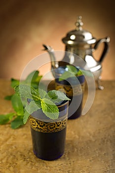 Moroccan tea with mint leaf