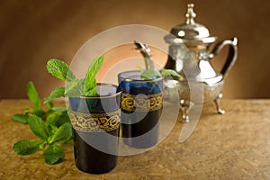 Moroccan tea with mint leaf