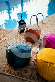 Moroccan traditional poufs, Moroccan decor