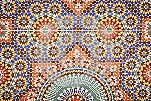 Moroccan traditional tiles with colourful motifs