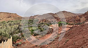 Morocco, Africa, Dades Valley, clay village, old town, ancient, travel, panoramic, view