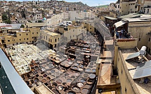 Morocco, Africa, Fes, tannery, leather, workers, traditional, job, travel, panoramic, view