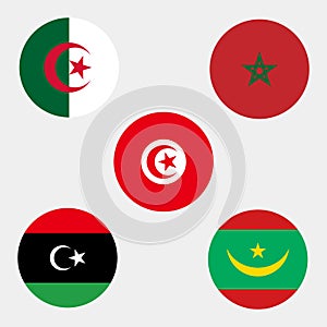 Morocco Algeria Tunisia Mauritania Libya Flags