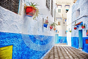 Morocco is the blue city of Chefchaouen, endless streets painted in blue color. Lots of flowers and Souvenirs in the beautiful