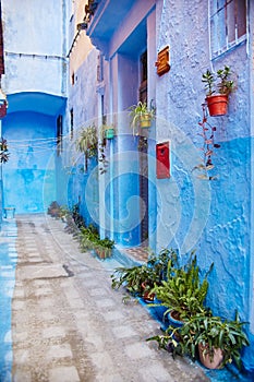 Morocco is the blue city of Chefchaouen, endless streets painted in blue color. Lots of flowers and Souvenirs in the beautiful