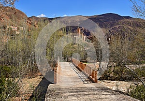 Morocco Dades valley and bridge across the river