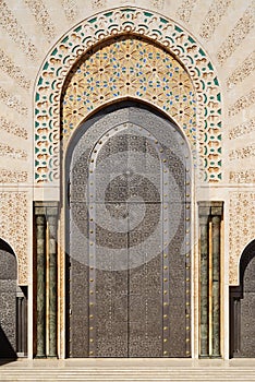 Morocco. Detail of Hassan II Mosque in Casablanca