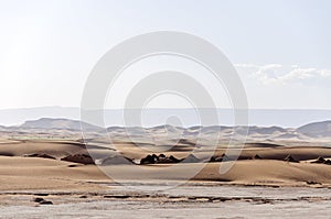 Morocco, Draa valley. tents among sand dunes