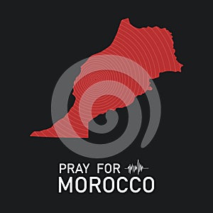 Morocco earthquake concept. Red map, seismogram and text.